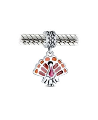 Блестящие ювелирные изделия из Индейки на День благодарения с подвесками из коричневой эмали, Европейский Браслет из серебра