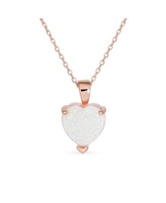 Romantic Necklace Opal Heart Pendant Rose Gold Plated Sterling Silver