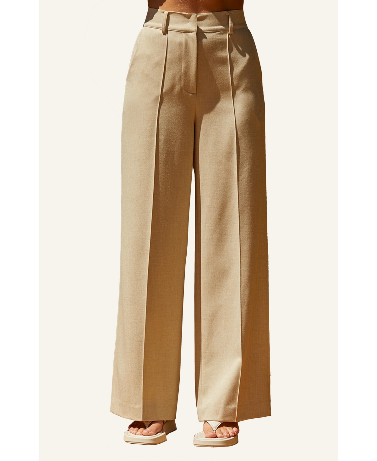 Women's Jasmine Pleated Trouser Pants - Natural + custard