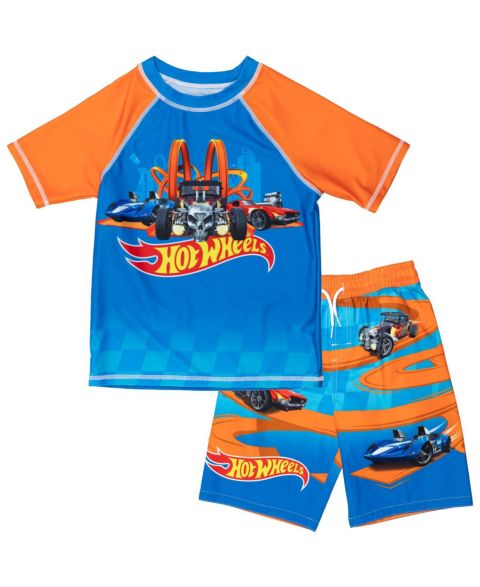 Купальники Hot Wheels Toddler Boys 2-Piece Swimwear Rash Guard and Swim Trunks Set