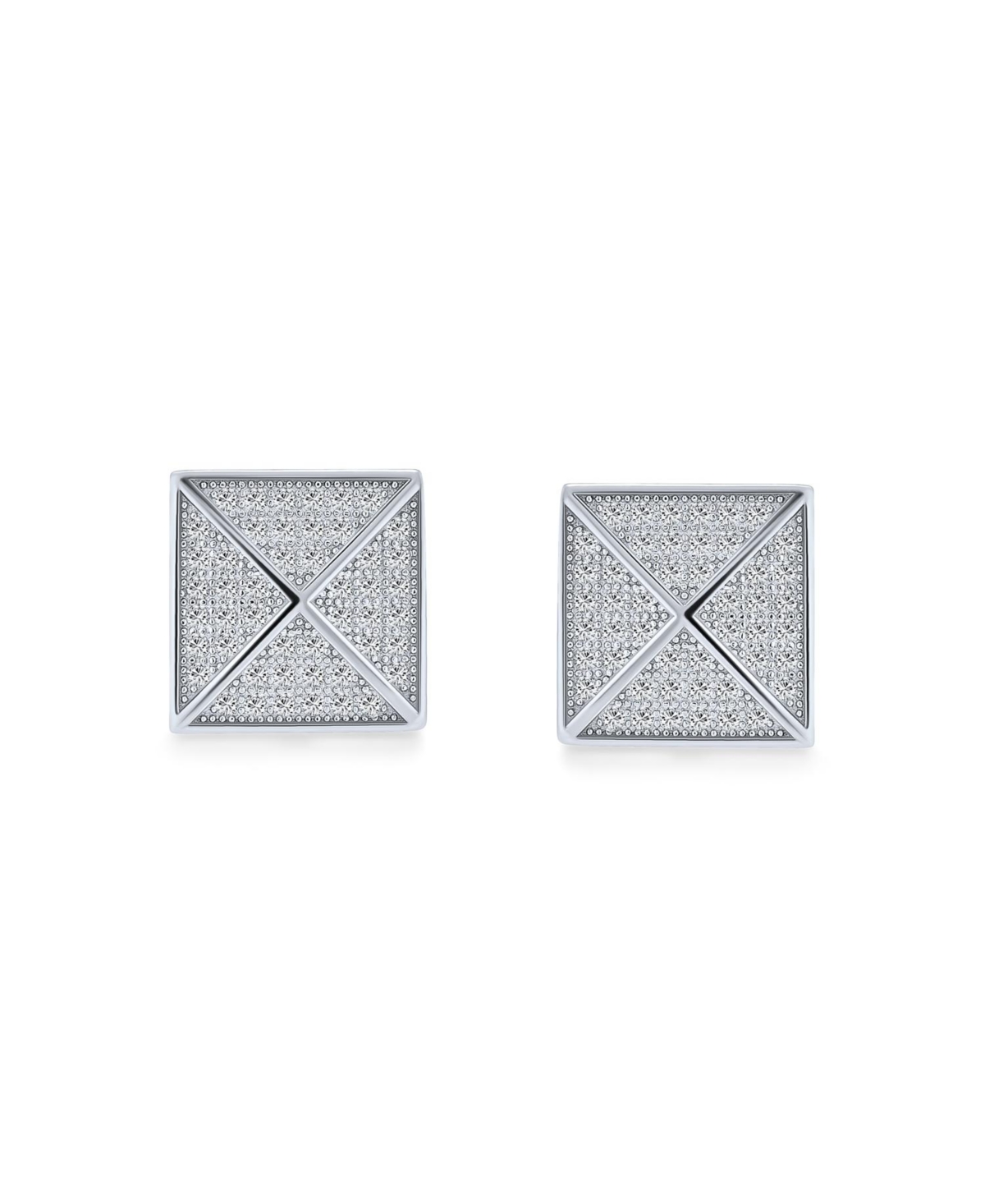 Bling Jewelry Geometric Square Cubic Zirconia Pave Cz Pyramid Stud Earrings .925 Sterling Silver