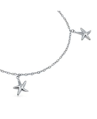 Блестящие ювелирные изделия Морская жизнь Морская звезда Ножной браслет из стерлингового серебра 9-10 дюймов