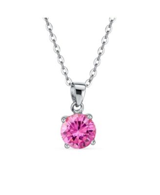 Round CZ Solitaire Pendant Necklace in Sterling