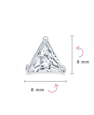 Trillion Cut CZ Triangle Stud Earrings Gold Plated Sterling Silver