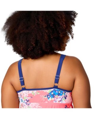 Свободный топ-танкини с двойным ремешком в стиле Кантри Плюс Размер