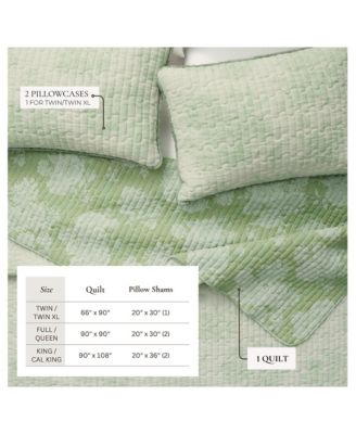 Cotton Stitched Reversible Floral 3 Piece Quilt and Sham Set