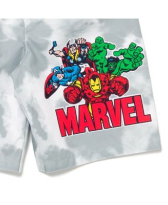 Boys Marvel Spider-Man Captain America Hulk Iron Man Pullover Rash Guard & Swim Trunks Outfit Set to