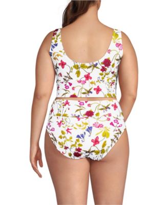 Комплект купальников-танкини без бретелек Lands'End Plus размера плюс с завышенной талией снизу