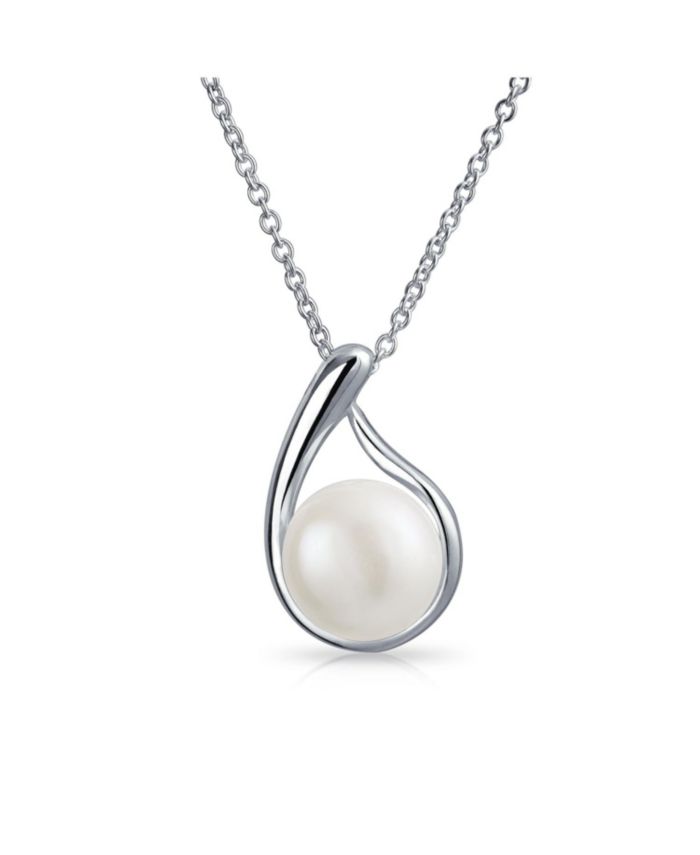 Bling Jewelry Timeless Round Freshwater Cultured Pearl Pendant Necklace
