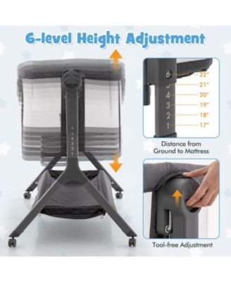 Kids Height Adjustable Bedside Sleeper with Storage Bag and Soft Mattress