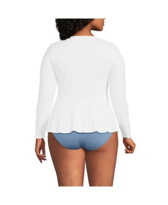 Защита от сыпи Lands'End Plus размера плюс с длинным рукавом и баской из пике UPF 50