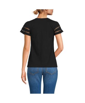 Женская футболка с круглым вырезом и развевающимися рукавами от Lands' End