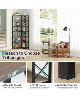 7 Shelf Corner Bookcase, Industrial Large Corner Bookshelf with Metal Frame