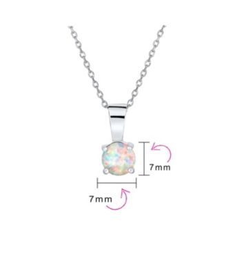Classic 1CT Round iridescent Orange White Blue Round Solitaire Created Opal Pendant Necklace Rose Gold Plated .925 Sterling Silver