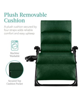 Oversized Zero Gravity Chair, Folding Recliner w/ Removable Cushion, Side Tray