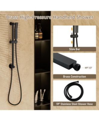 LED Lights, Body Jets and Slide Bar Thermostatic Flush Ceiling Mounted Complete Shower System