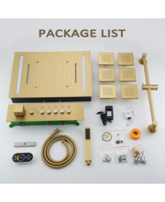 LED Lights, Body Jets and Slide Bar Thermostatic Flush Ceiling Mounted Complete Shower System