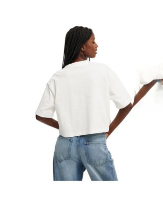 Женская укороченная футболка свободного кроя С графическим рисунком ИЗ ХЛОПКА