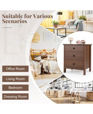 3-Drawer Nightstand with Wooden Finish for Bedroom