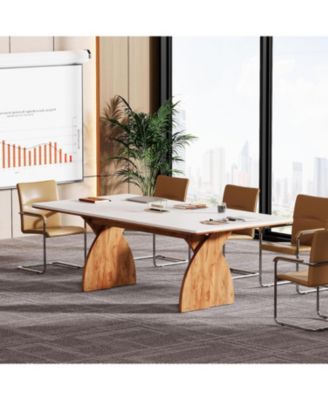 6FT Conference Table for 6-8 People, Meeting Table with Crossed Legs, Industrial Business Training Desk for Office Conference, Meeting Room