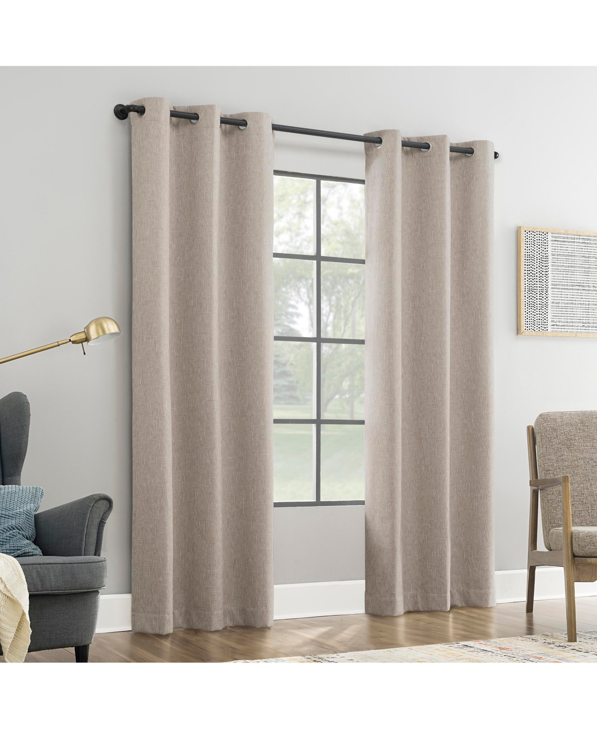 Aldwin Slub Texture Magnetic Closure 100% Blackout Grommet Curtain Panel - Washed blue
