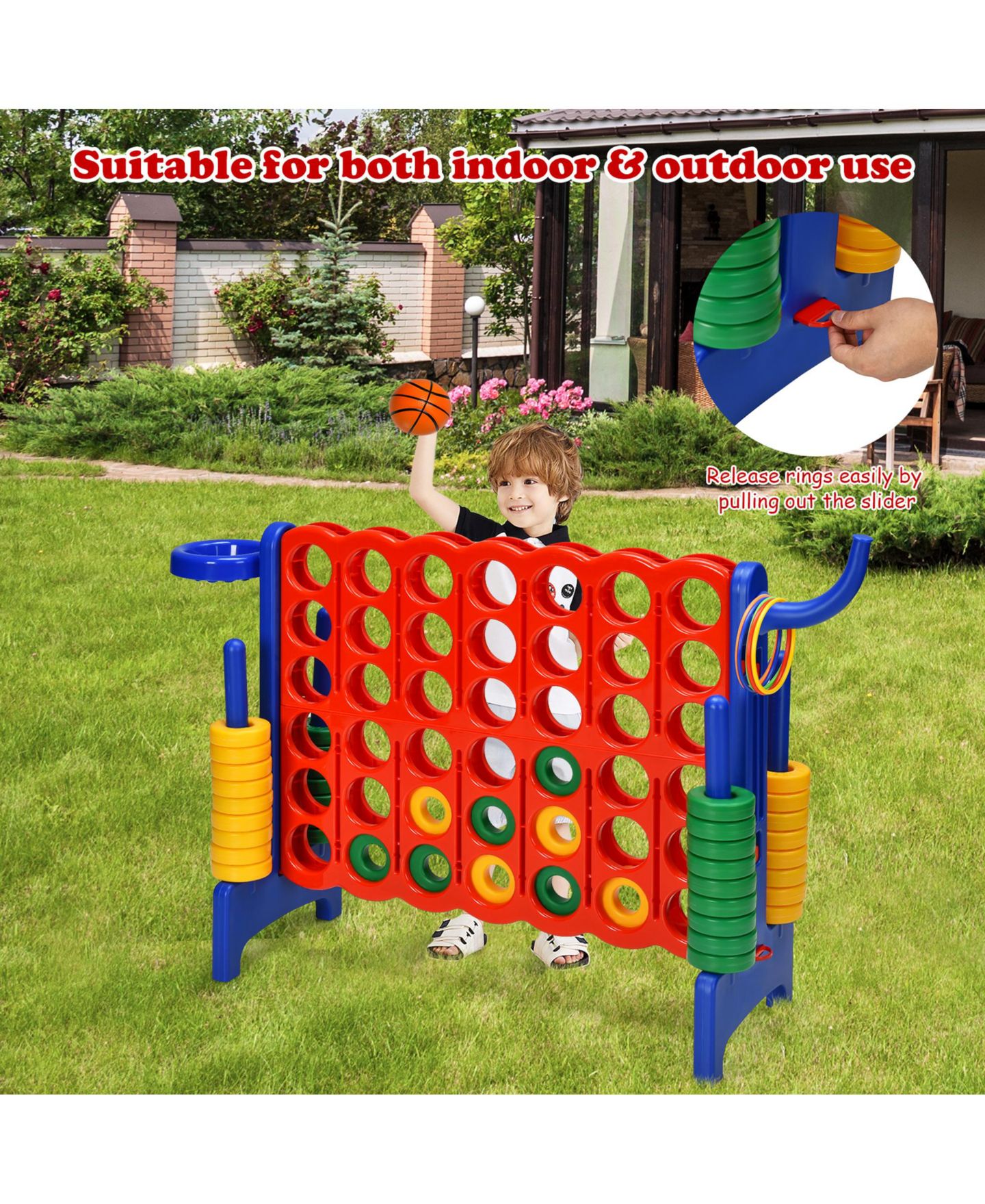 Детские игрушки Gymax 3-in-1 Giant 4-to-Score Game Set, Ages 3+, цвет: Синий — фото 6