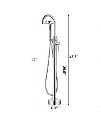 Freestanding Bathtub Faucet with Brass and Stainless Steel Construction, 59" Stainless Steel Shower Hose