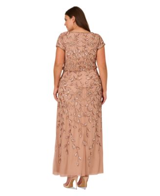 Платье-блузон Adrianna Papell большого размера с вырезом лодочкой, расшитое бисером 