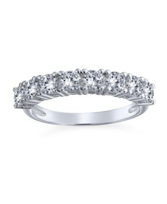 Simple Thin Round Cubic Zirconia CZ Stackable 1/2 Eternity Band Ring .925 Sterling Silver