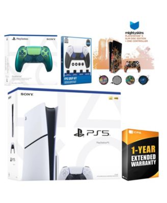 Playstation 5 Slim Disc with Extra Controller, FPS Grip Kit and MightySkins Decal Voucher + 1 Year CPS Extended Warranty