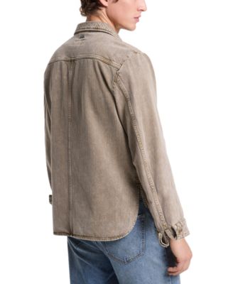 Мужская джинсовая рубашка-пиджак обычного покроя от Michael Kors, окрашенная пигментом