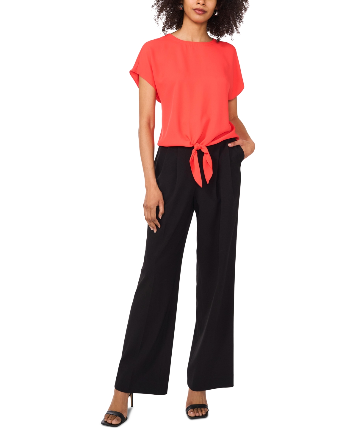 Vince Camuto Women's Short-sleeve Tie-hem Top In Cayenne