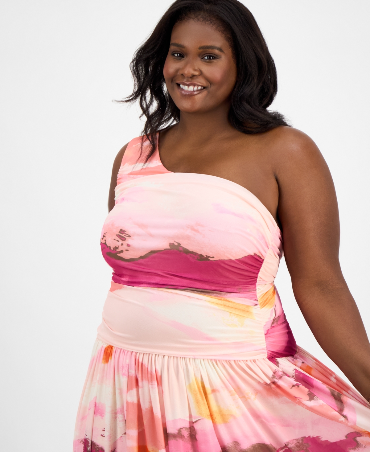 Bar Iii Trendy Plus Size Asymmetrical One-shoulder Dress, Exclusively At Macy's