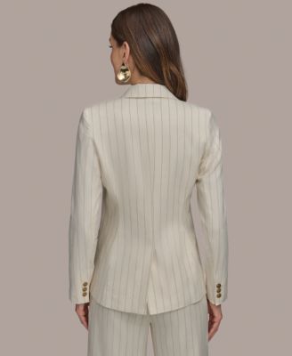 Женский блейзер в тонкую полоску от Donna Karan New York, обычный и миниатюрный
