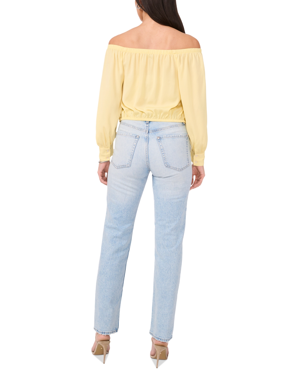 Shop Vince Camuto Women's Off-the-shoulder Tie-hem Blouse In Yellow Rose