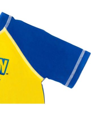 Boys Pikachu UPF 50+ Rash Guard Swim Trunks Outfit Set to