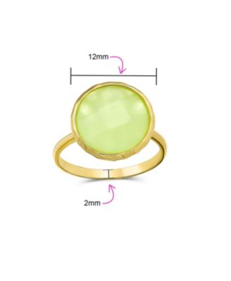 Multifaceted Seafoam Green Simulated Chalcedony Or Pink Simulated Rose Quartz Statement Ring 14K Gold Plated .925 Silver