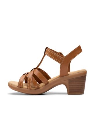 Emily2 Rose Leather Block Heel Sandals