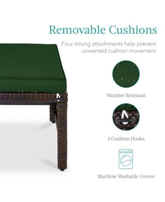 Set of 2 Multipurpose Patio Wicker Ottomans w/ Removable Cushions