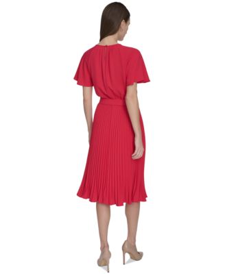 Женское плиссированное коктейльное платье с завязкой на талии от Calvin Klein
