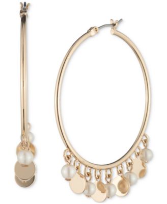 Крупные серьги-кольца с имитацией золотистого жемчуга Lauren Ralph Lauren, 2