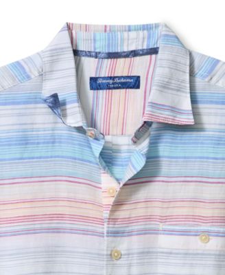 Мужская рубашка в полоску с коротким рукавом и пуговицами спереди от Tommy Bahama Sicily Sand