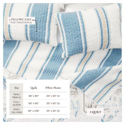 Reversible Stripe and Coastal Quilt Set with Shams