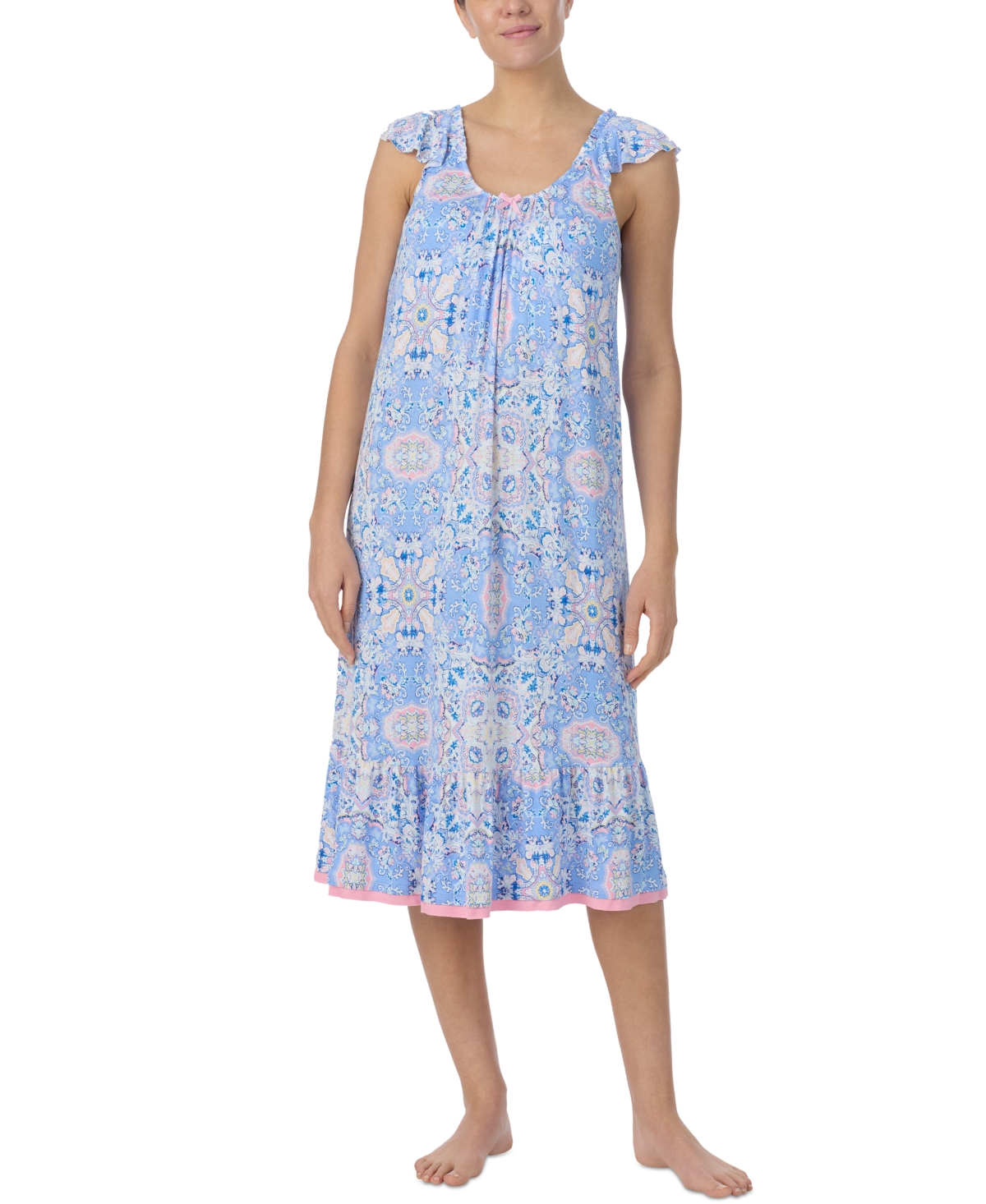 Ellen Tracy Women's Flutter-sleeve Midi Nightgown