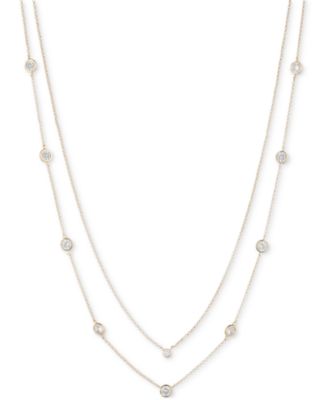 Колье-ошейник Lauren Ralph Lauren с золотистым фианитом в два ряда, удлинитель 18 дюймов + 3 дюйма