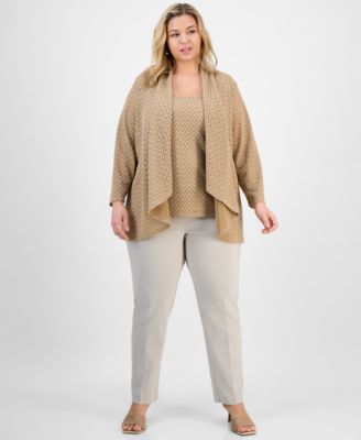 Кардиган с высокой посадкой, вязаный в елочку, Kasper Plus Size