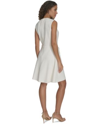 Женское расклешенное платье из трикотажа корзиночной вязки на пуговицах спереди от Tommy Hilfiger