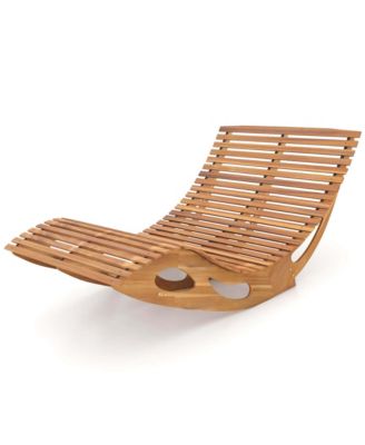 Outdoor Double Chaise Lounge for 2 with High Back Slatted Seat Stopper for Patio