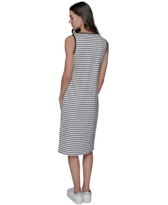 Женское платье миди в полоску от КАРЛА ЛАГЕРФЕЛЬДА в ПАРИЖЕ