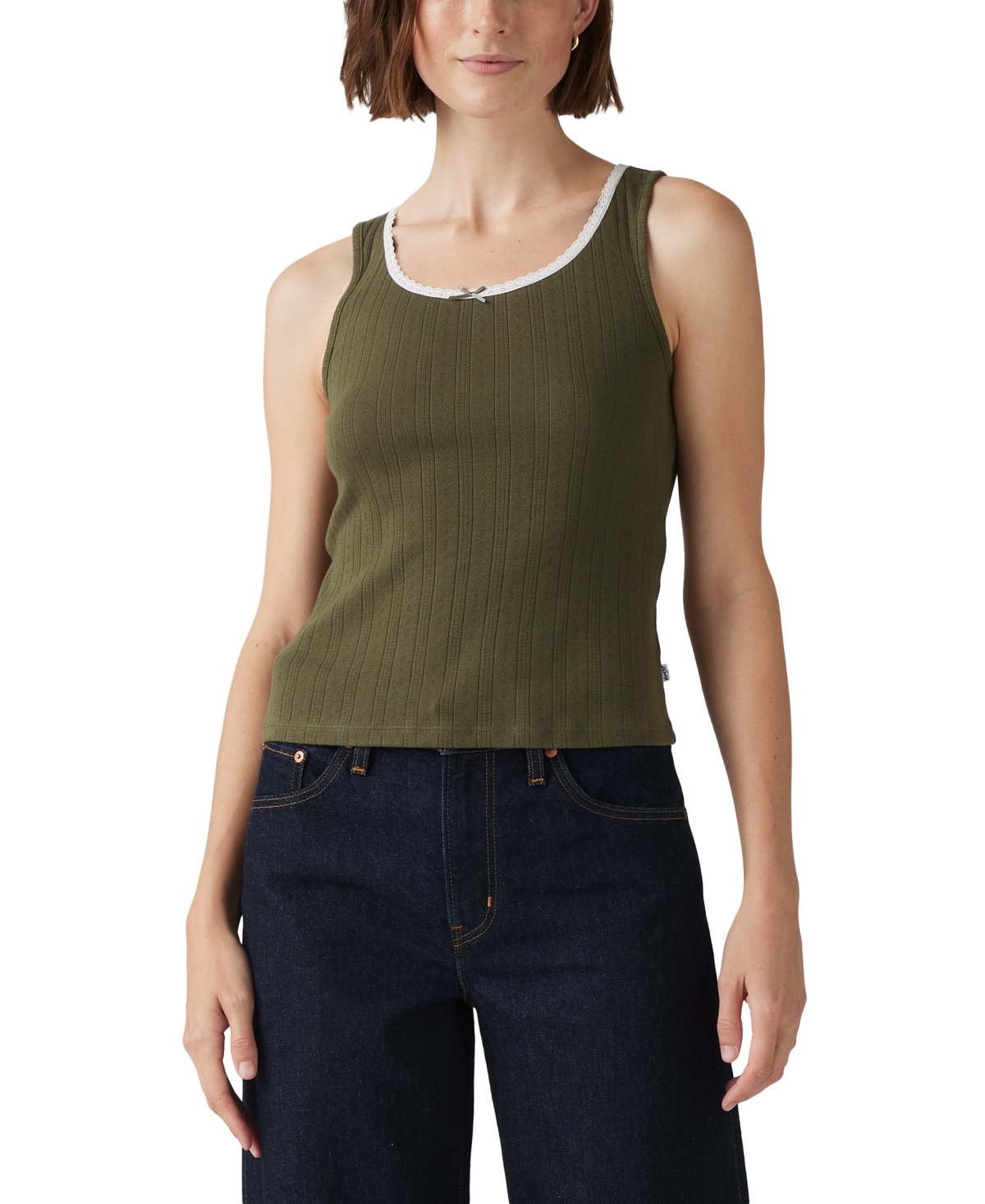 Levi's Women's Sweetie Pointelle Tank Top In Olive Night